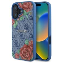 Guess GUHMP16SP4ROPEMCB iPhone 16 6,1" blau/blaues Hardcase 4G Flowers Print MagSafe