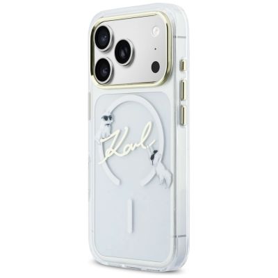 2. Karl Lagerfeld IML Choupettes Karl Script Logo MagSafe Hülle für iPhone 17 Pro Max – Transparent