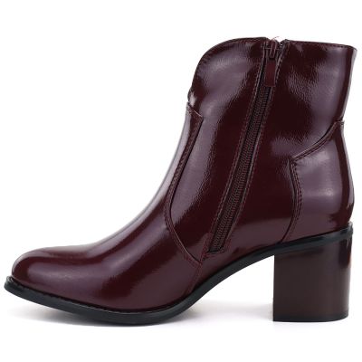 3. Damen-Ankle-Boots aus burgunderrotem Lackleder mit hohem Absatz, Modell M.Daszyński MR2337