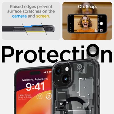12. Spigen Ultra Hybrid Mag Case mit MagSafe für iPhone 15 Plus – Dunkelgrau (Zero One Pattern)