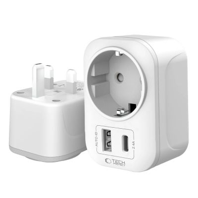 3. Tech-Protect TA100 UK-Adapter – Weiß