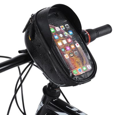 7. Wozinsky Fahrrad-Lenkertasche mit Handyhülle 1L Schwarz (WBB16BK)