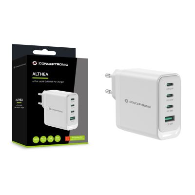 4. Conceptronic ALTHEA22W100 Universal-Ladegerät für Mobilgeräte, Weiß, AC-Schnellladefunktion, intern