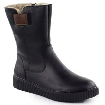 Schwarze Damen-Lederboots mit Plateau Rieker Y4355-00