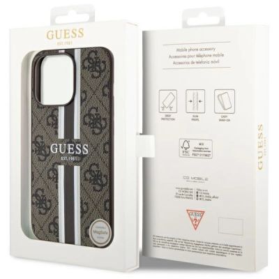 8. Guess GUHMP13XP4RPSW iPhone 13 Pro Max 6,7" braun/braunes Hardcase 4G bedruckte Streifen MagSafe