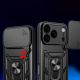 6. Hybrid Armor Camshield iPhone 17 Pro Hülle mit Ständer und Kameraabdeckung - Schwarz