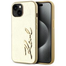 Karl Lagerfeld Wrinkled Metal Signature iPhone 15 Hülle - Gold