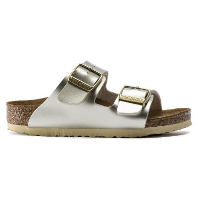 6. Birkenstock Arizona Kids Birko-Flor Electric Metallic Gold Schmale Flip-Flops (1014841)