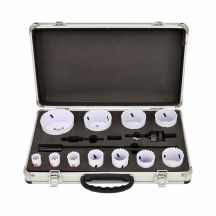 AWTOOLS Bimetall-Lochsägen-Set 19–76 mm, 15-teilig, schwarze Ausführung, Metallkoffer