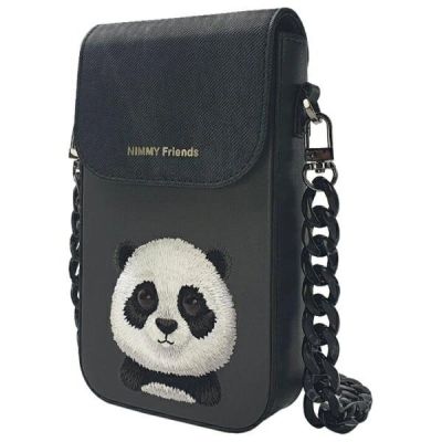 2. Nimmy Big Eyed Pet 2.0 Panda Handytasche - Schwarz