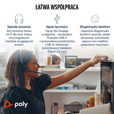 78. HP Poly Blackwire 3325 USB-C Stereo-Headset, Microsoft Teams-zertifiziert + 3,5-mm-Klinkenstecker + USB-C/A-Adapter