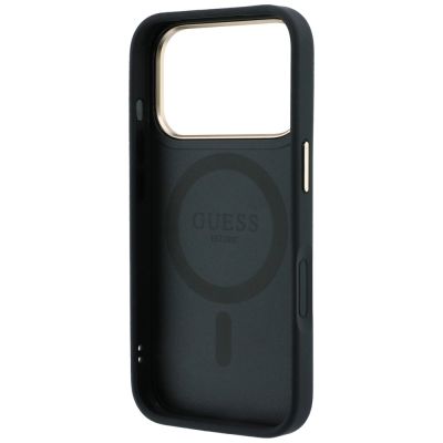 7. Guess Ring Stand 360 Grained Classic Logo MagSafe Hülle für iPhone 18 Pro / 17 Pro – schwarz