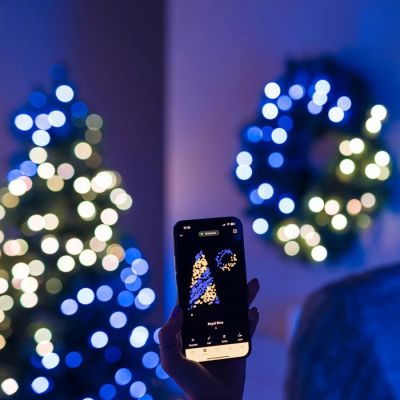 4. Twinkly Vorbeleuchteter Kranz – 50 RGB-LEDs, Regal 24" grünes Kabel, Steckertyp C