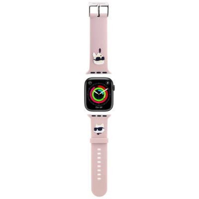 2. Karl Lagerfeld 3D Rubber Karl&Choupette Heads Armband für Apple Watch 38/40/41 mm – Rosa