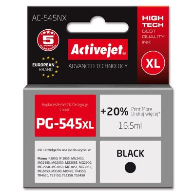 Activejet AC-545NX Tinte (Ersatz für Canon PG-545XL; Supreme; 16,5 ml; Schwarz)