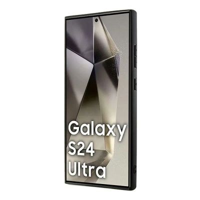 5. DKNY Leder-MagSafe-Hülle mit kariertem Monomuster für Samsung Galaxy S24 Ultra – Schwarz