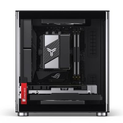17. Jonsbo TK-0 PC-Gehäuse, Mini-Tower, Mini-ITX, gehärtetes Glas, Holz – schwarz
