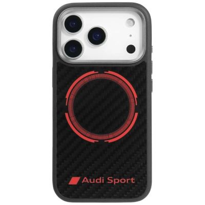 Audi RSQ Carbon Fiber Sport Red Circle MagSafe Case für iPhone 17 Pro - Schwarz