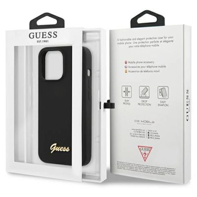 8. Guess GUHCP13XLSLMGBK iPhone 13 Pro Max 6,7" schwarz/schwarzes Hardcase Silikon Script Gold Logo