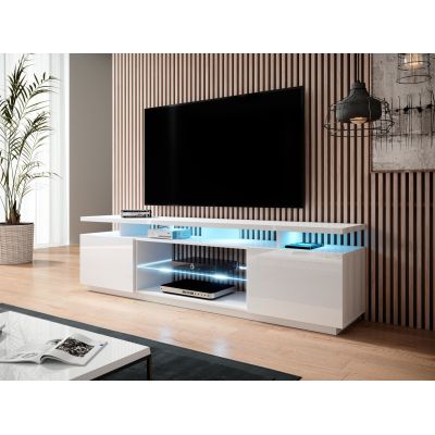4. EVA TV-Schrank 180x40x52 weiß/weiß glänzend