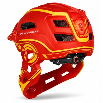 6. Wozinsky Kinder-Integralhelm mit USB-Rücklicht, Größe S – Rot und Gelb