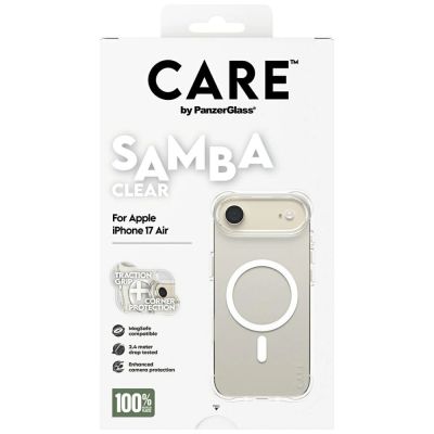 5. CARE by PanzerGlass Modisches Samba Case mit weißem MagSafe für iPhone Air - Transparent