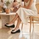 8. Damen-Keilsandalen aus goldenem Leder, Modell Filippo DS7577