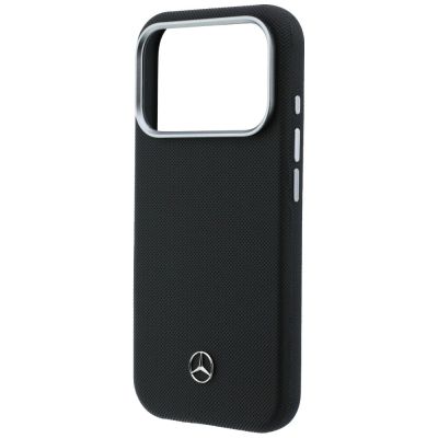 6. Mercedes Leder-Halbhülle in Holzoptik mit MagSafe-Funktion für iPhone 17 Pro Max – Schwarz