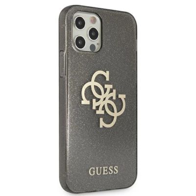 4. Guess GUHCP12LPCUGL4GBK iPhone 12 Pro Max 6,7" schwarz/schwarze Hartschale Glitter 4G Big Logo
