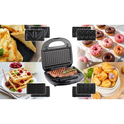 21. ELDOM Multifunktions-Sandwichmaker 5 in 1 ST250 850W AUSTAUSCHBARE PLATTEN: SANDWICH, GRILL, WAFFELN, NÜSSE, MINI-DONUTS