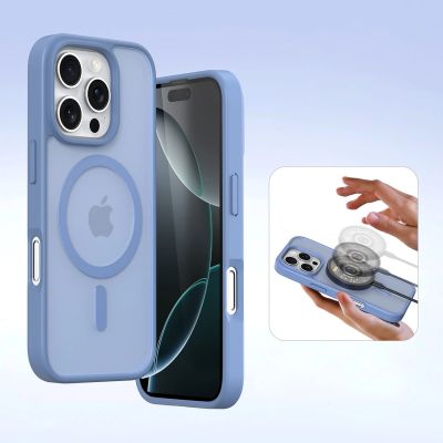 5. Dux Ducis Lawa iPhone 16 Pro Lederhülle mit abnehmbarer magnetischer Brieftasche - Blau