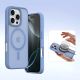 5. Dux Ducis Lawa iPhone 16 Pro Lederhülle mit abnehmbarer magnetischer Brieftasche - Blau