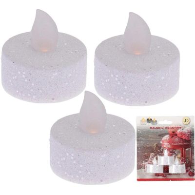 8. 3er-Set LED-Teelichter mit Glitzer