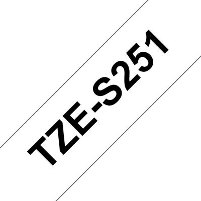 5. Brother TZE-S251 Beschriftungsbänder Schwarz auf Weiß TZ