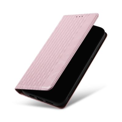 8. Magnetband-Hülle für iPhone 14 Pro Flip Wallet Mini Lanyard Stand Pink