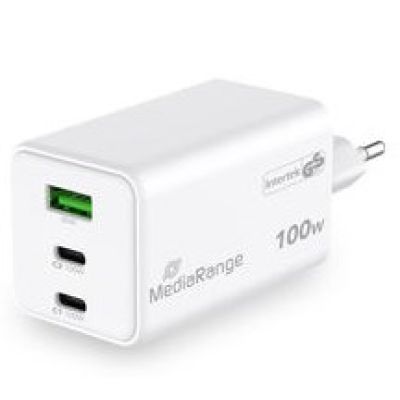 6. MediaRange MRMA123 Mobiles Ladegerät für Laptop, Smartphone, Tablet, Weiß, AC-Schnellladung intern